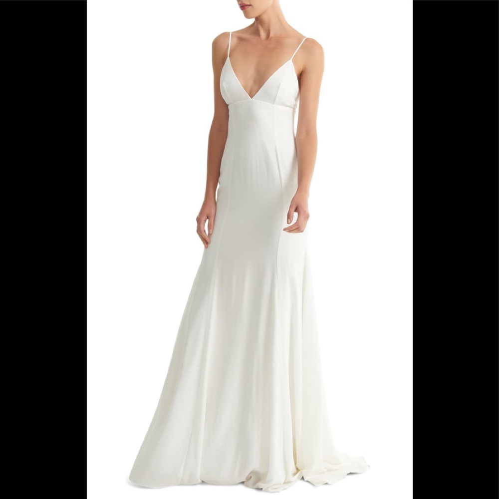 Joanna august crosby crepe mermaid gown